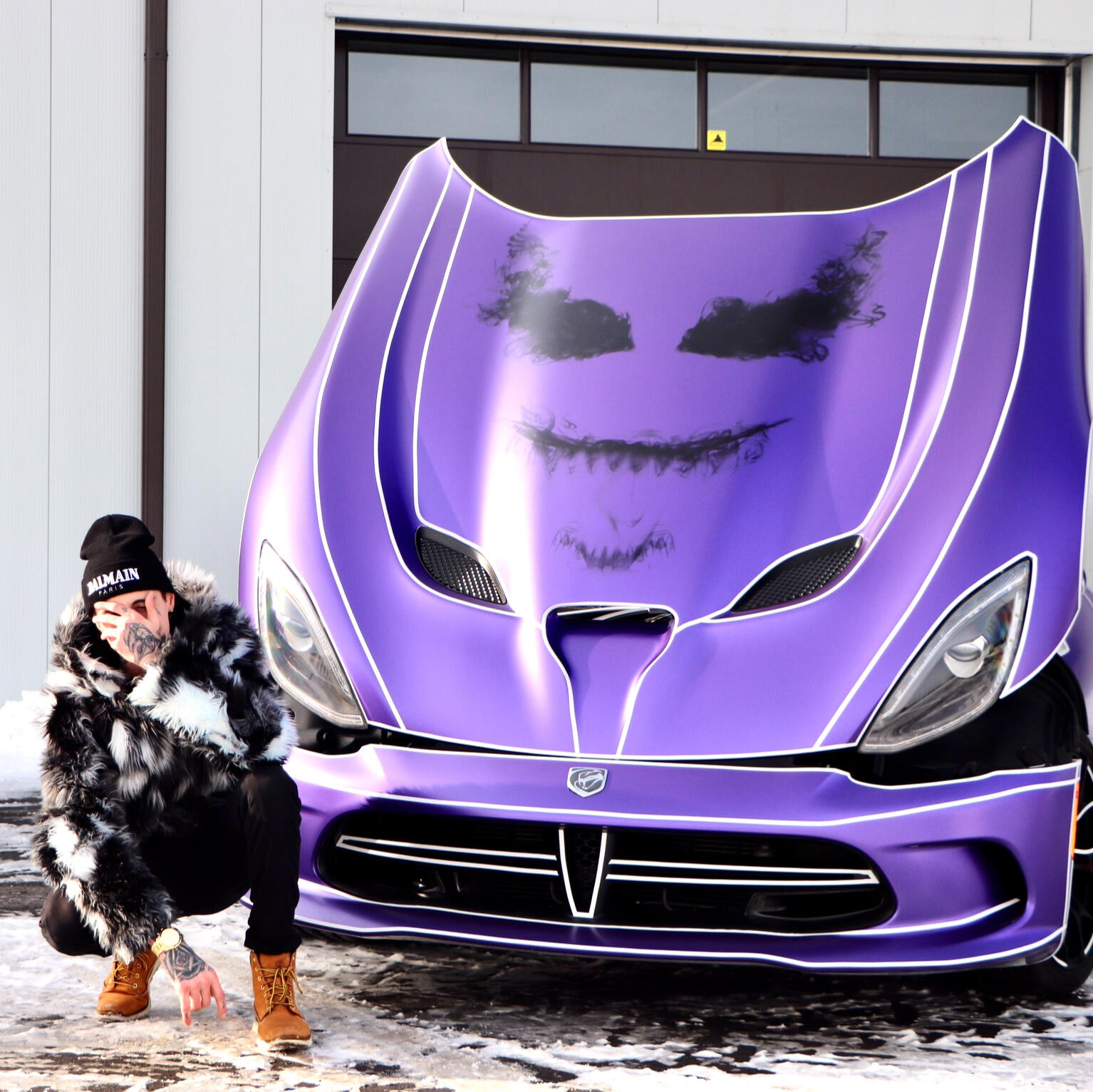 Jay Honest with a 1 of 1 custom Tron Viper in Ottawa, Canada on his shoot for Faux Fur