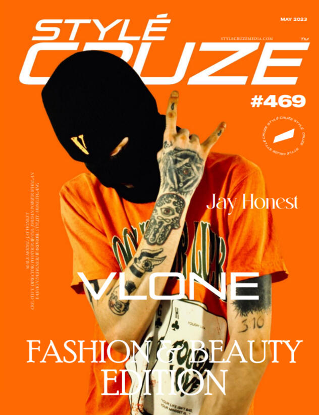 Jay Honest featured on the magazine cover of StyleCruze with his VLONE photoshoot.